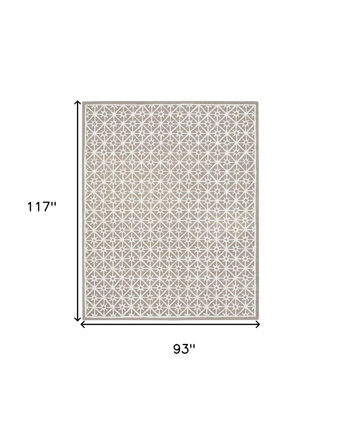 8' x 10' Gray and Ivory Geometric Hand Tufted Area Rug