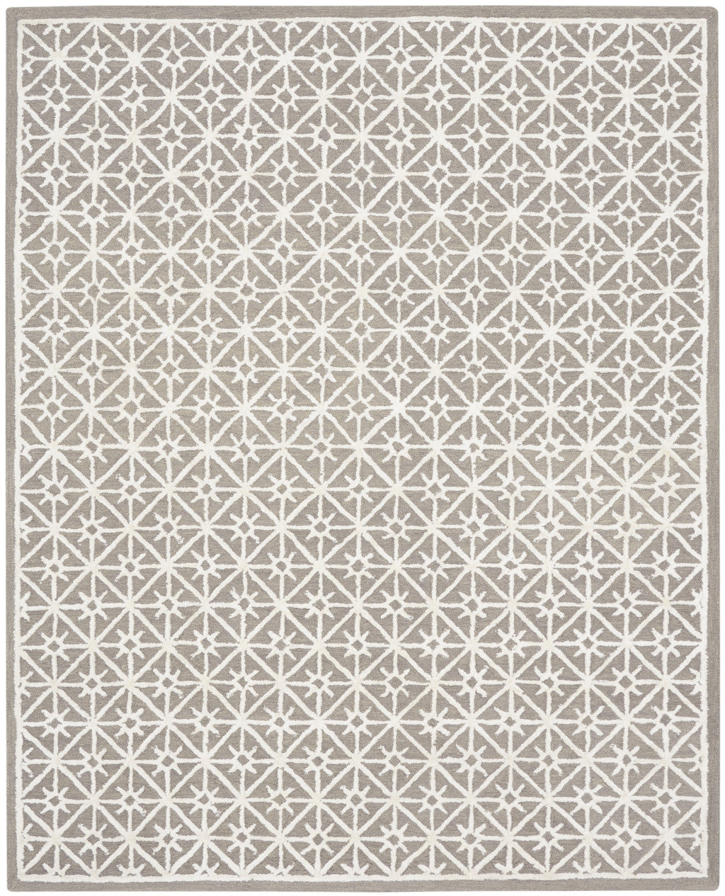 8' x 10' Gray and Ivory Geometric Hand Tufted Area Rug