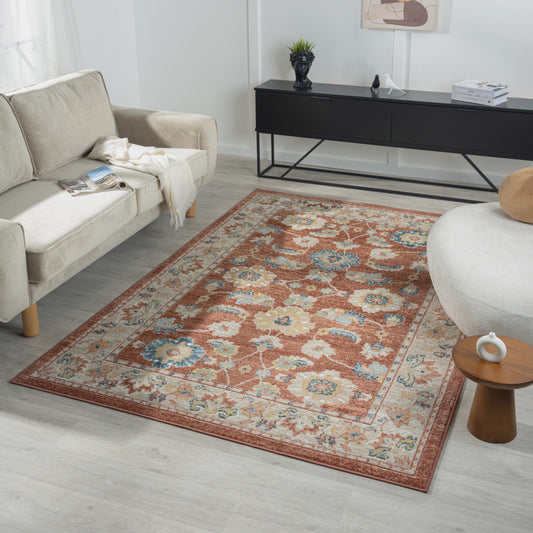 5' x 7' Red Abstract Area Rug