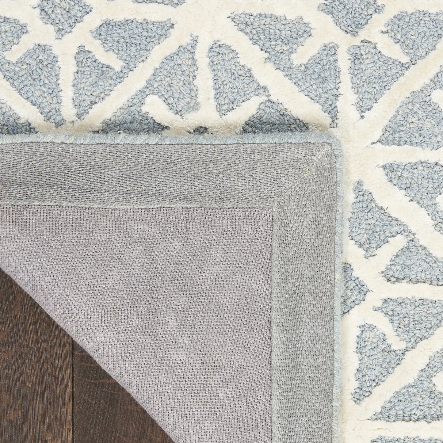 4' x 6' Light Blue and White Geometric Hand Tufted Area Rug