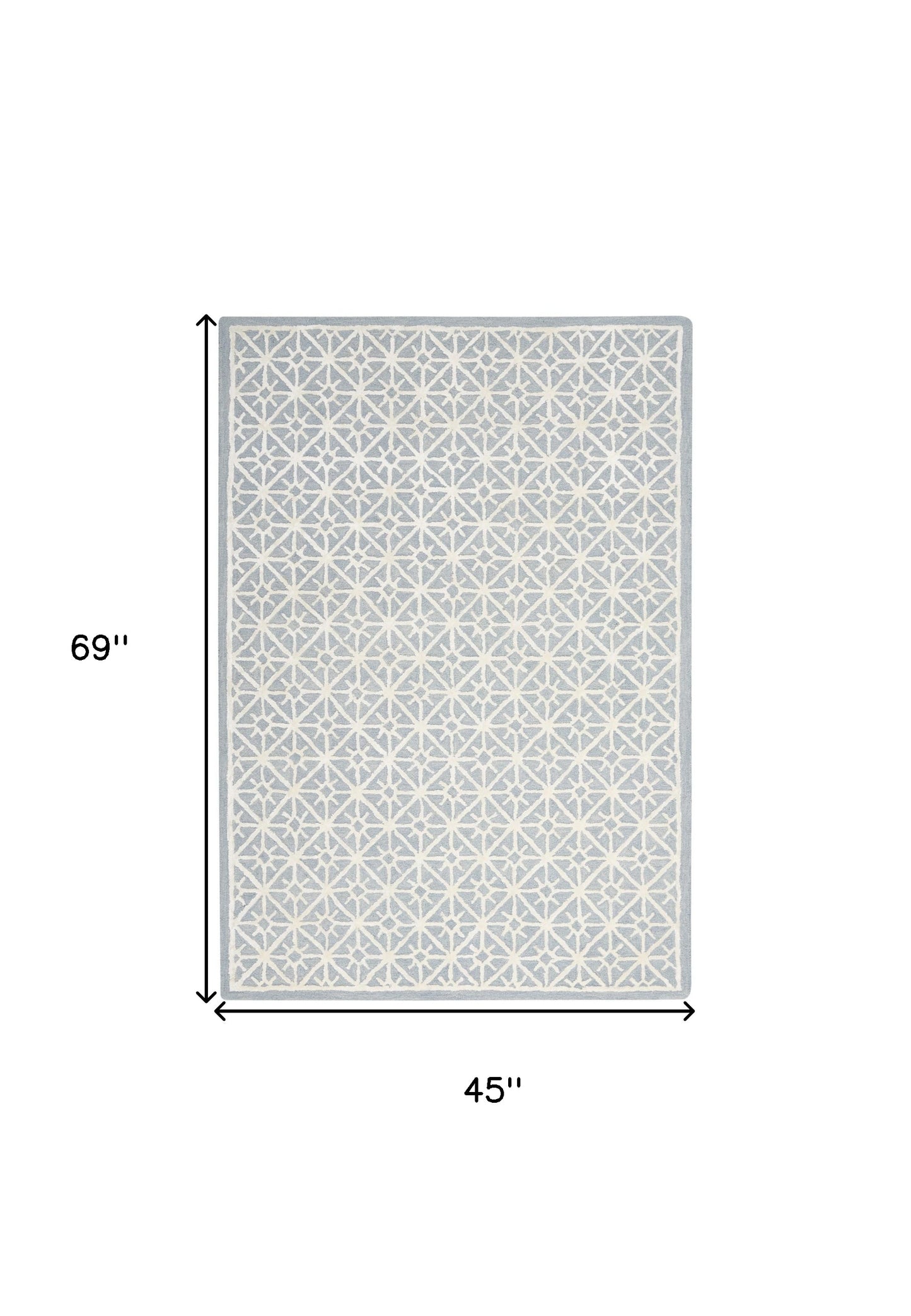 4' x 6' Light Blue and White Geometric Hand Tufted Area Rug