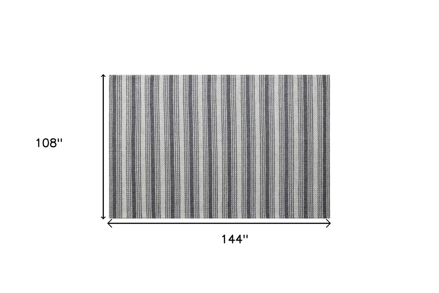 9' x 12' Gray Wool Striped Hand Woven Area Rug