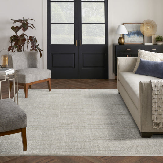 8' x 10' Gray and Ivory Abstract Power Loom Area Rug