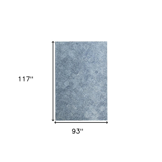 8' x 10' Blue Wool Geometric Hand Tufted Area Rug
