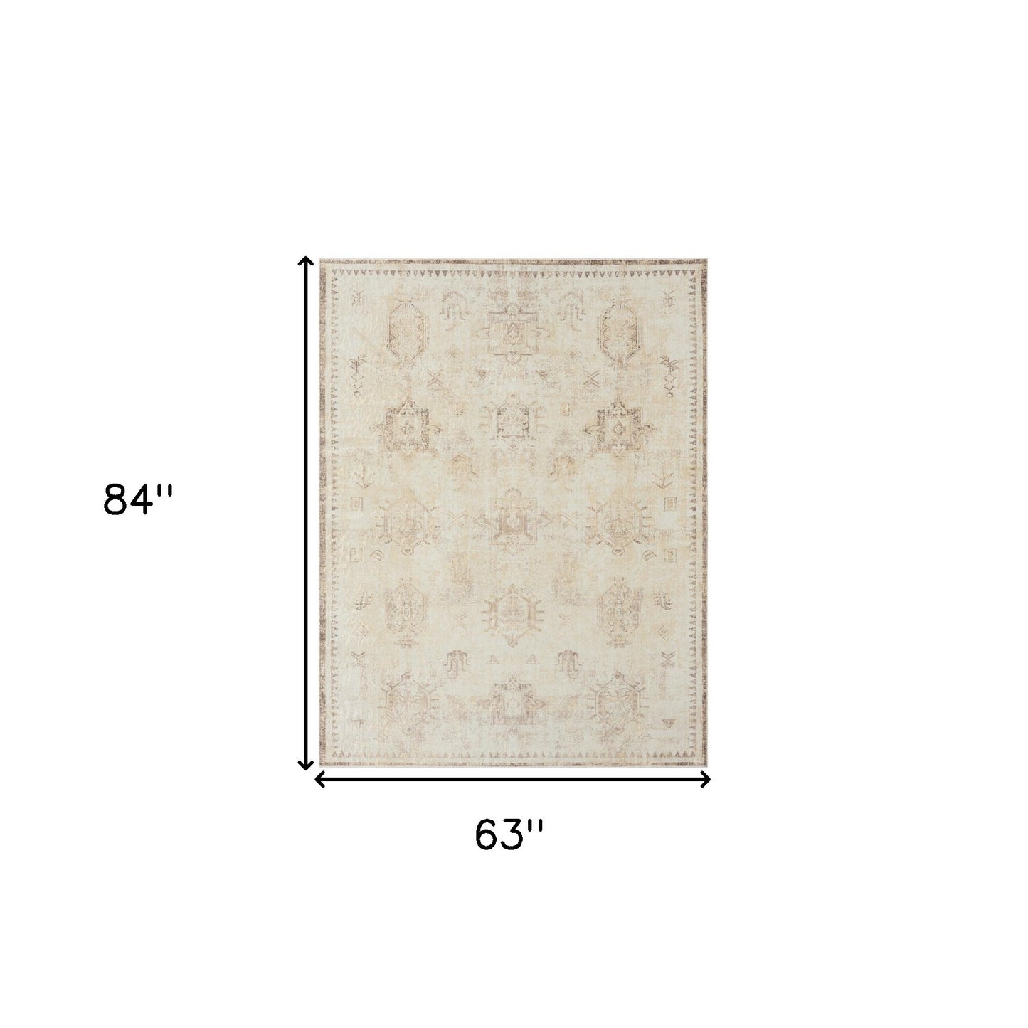 5' x 7' Beige Abstract Washable Non Skid Area Rug