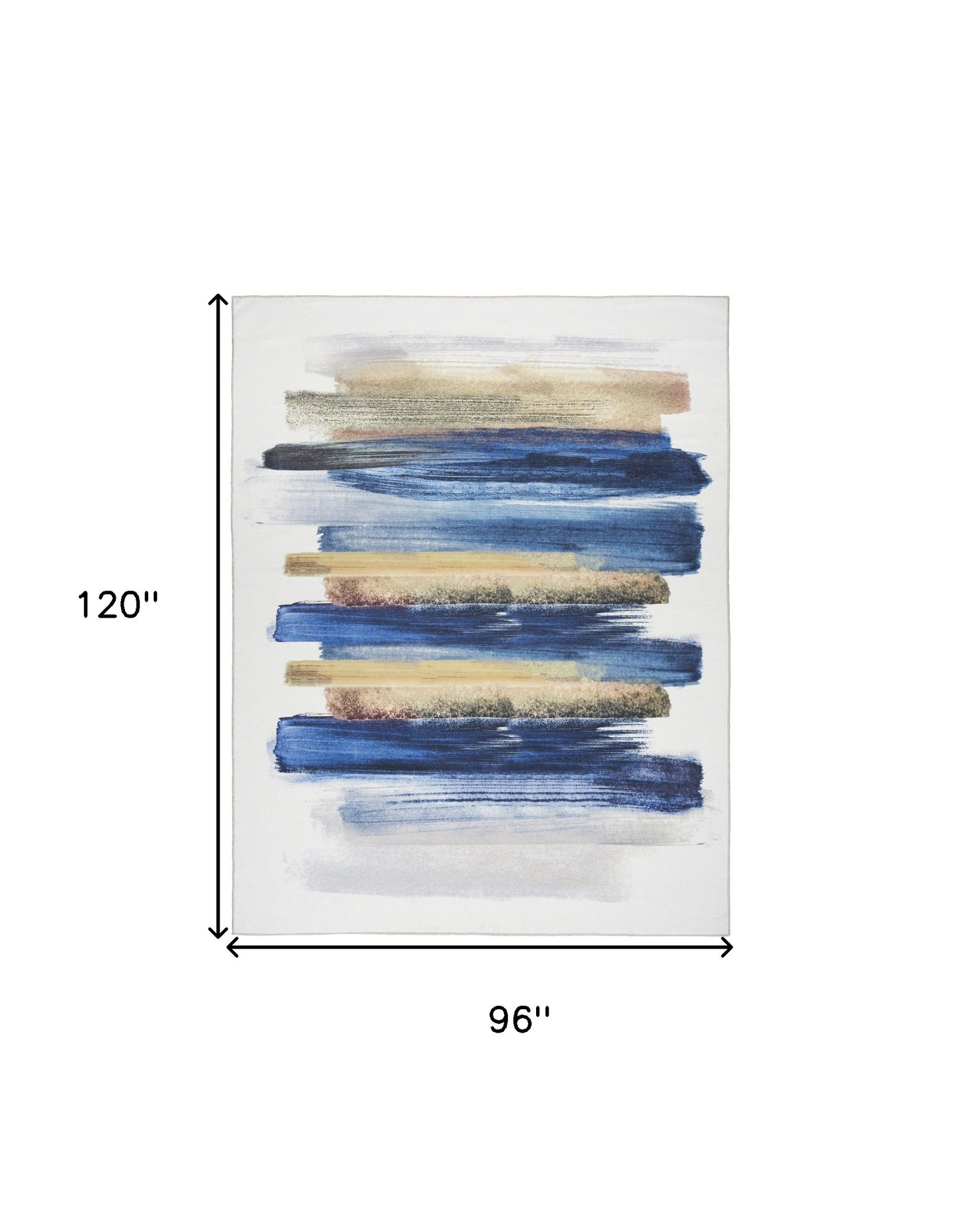 8' x 10' Ivory and Blue Abstract Power Loom Washable Non Skid Area Rug