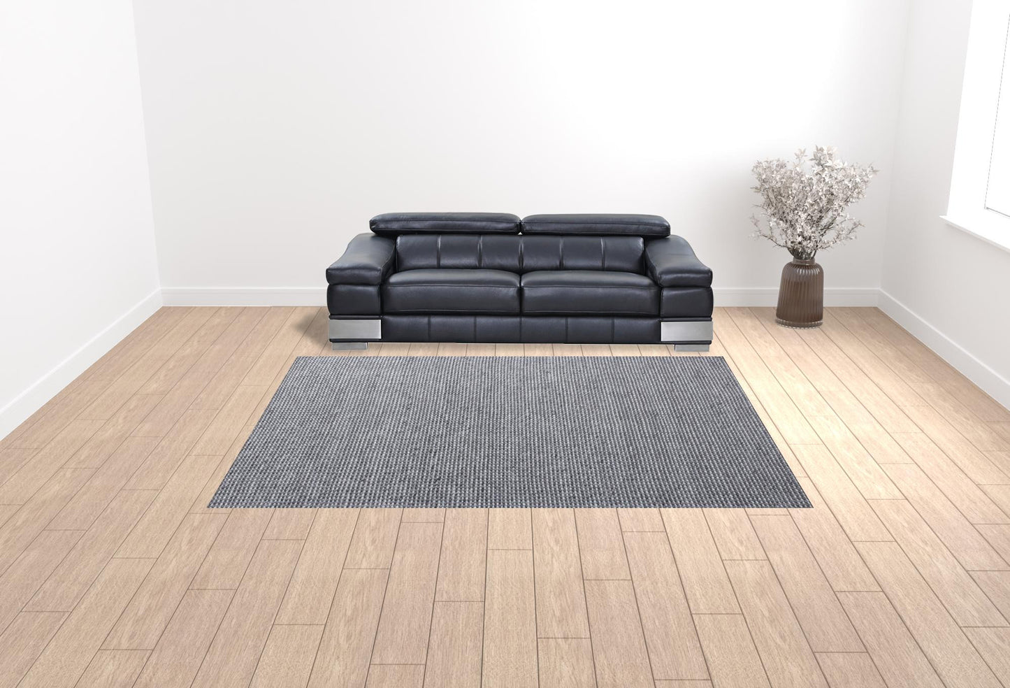 9' x 12' Gray Wool Striped Hand Woven Area Rug