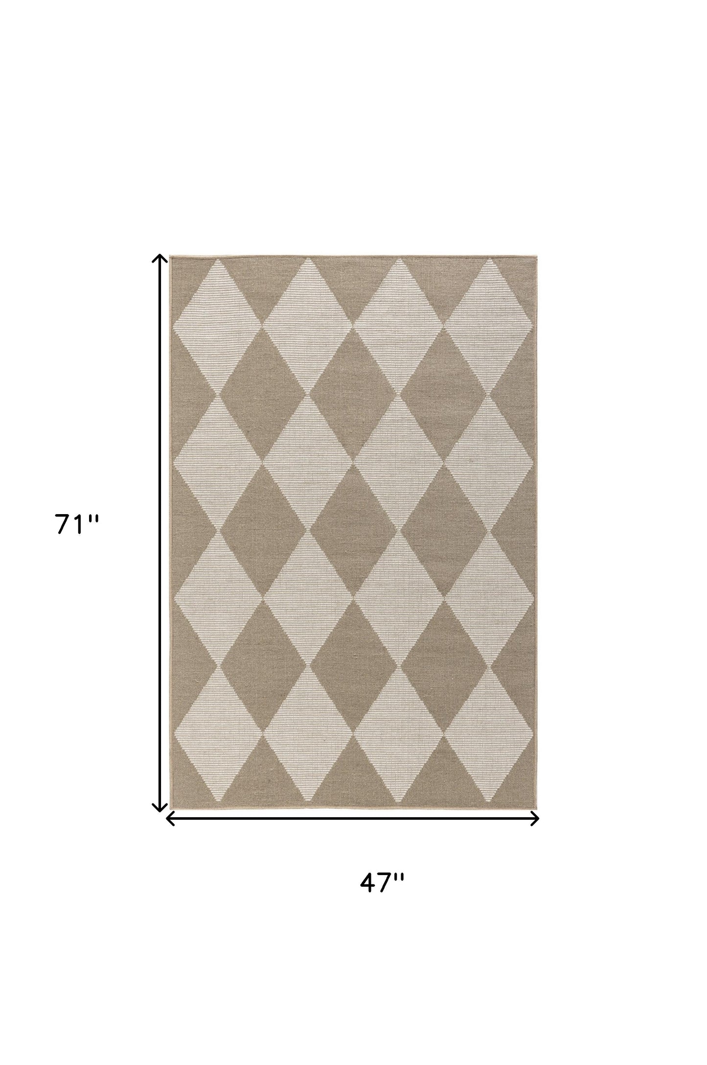 4' x 6' Natural and Ivory Geometric Power Loom Washable Non Skid Area Rug