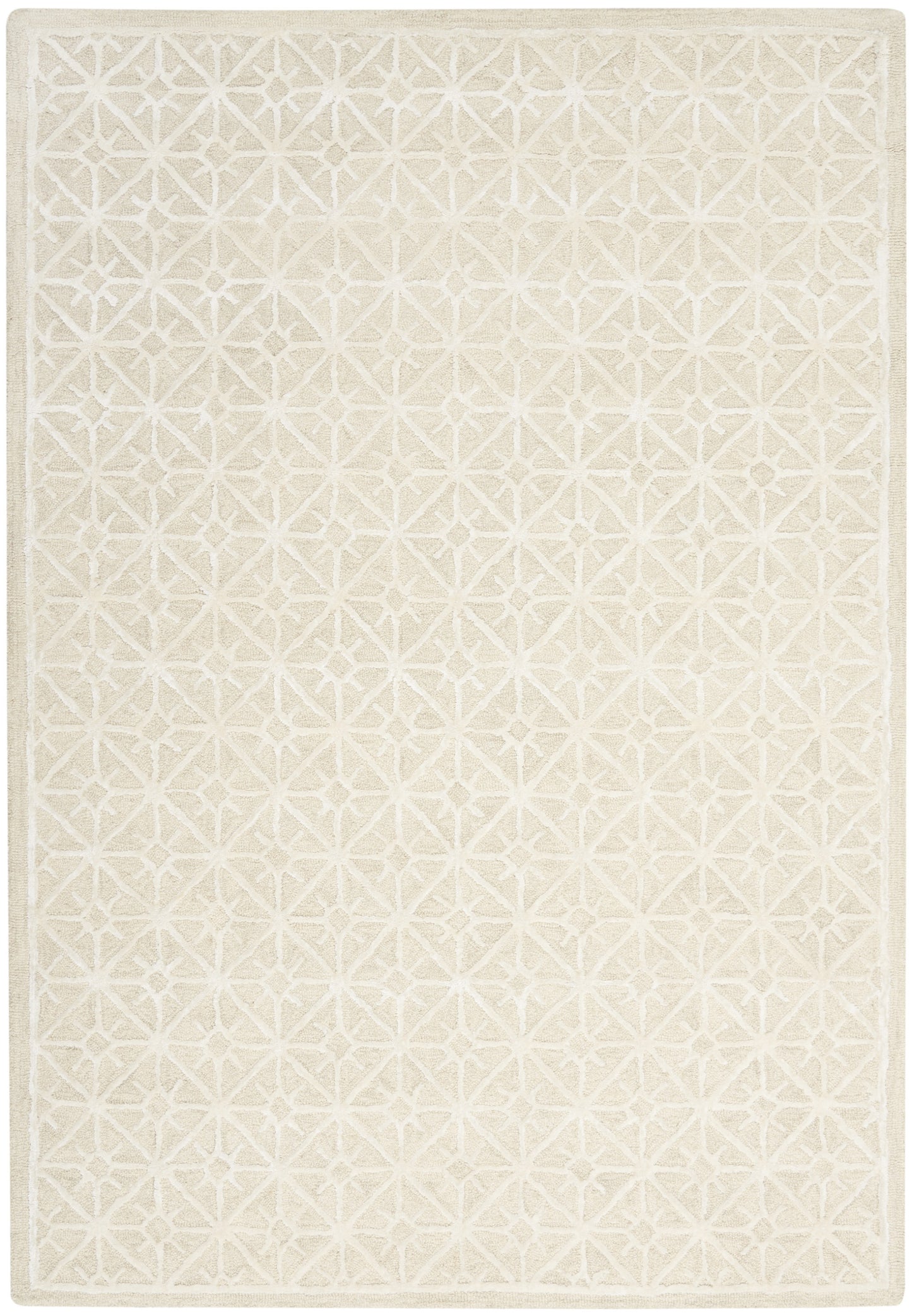 4' x 6' Ivory and Tan Geometric Hand Tufted Area Rug