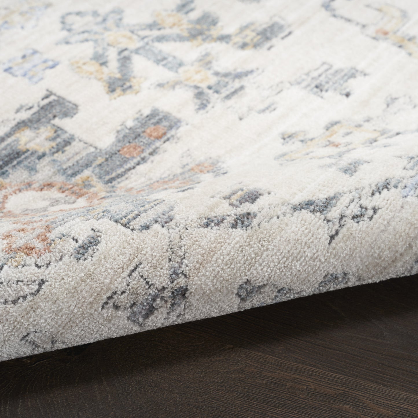 8' x 10' Ivory and Gray Oriental Power Loom Distressed Area Rug With Fringe