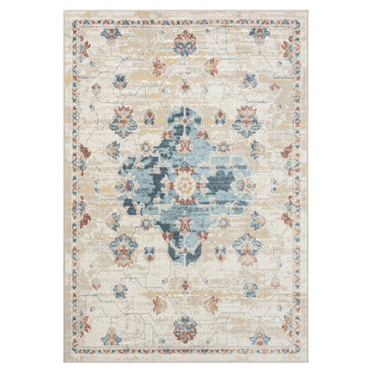 5' x 7' Ivory Medallion Area Rug