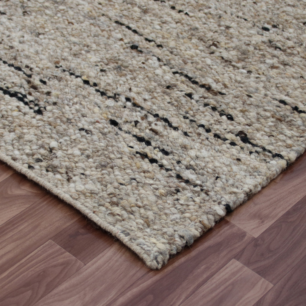 8' x 10' Beige Wool Hand Woven Area Rug