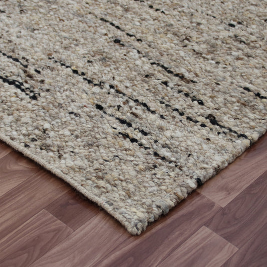 8' x 10' Beige Wool Hand Woven Area Rug