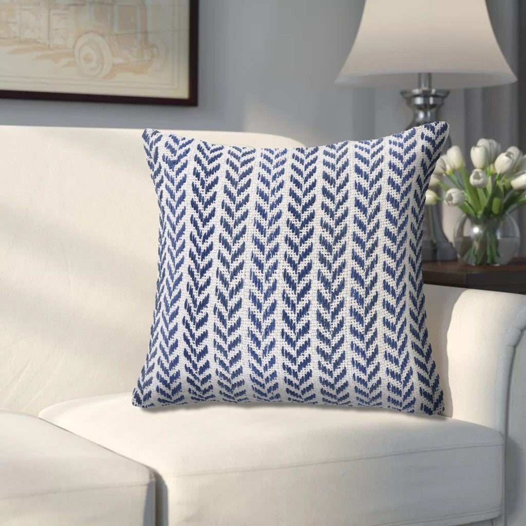 Set of Two 18" X 18" Blue Beach Chevron Cotton Zippered Pillow