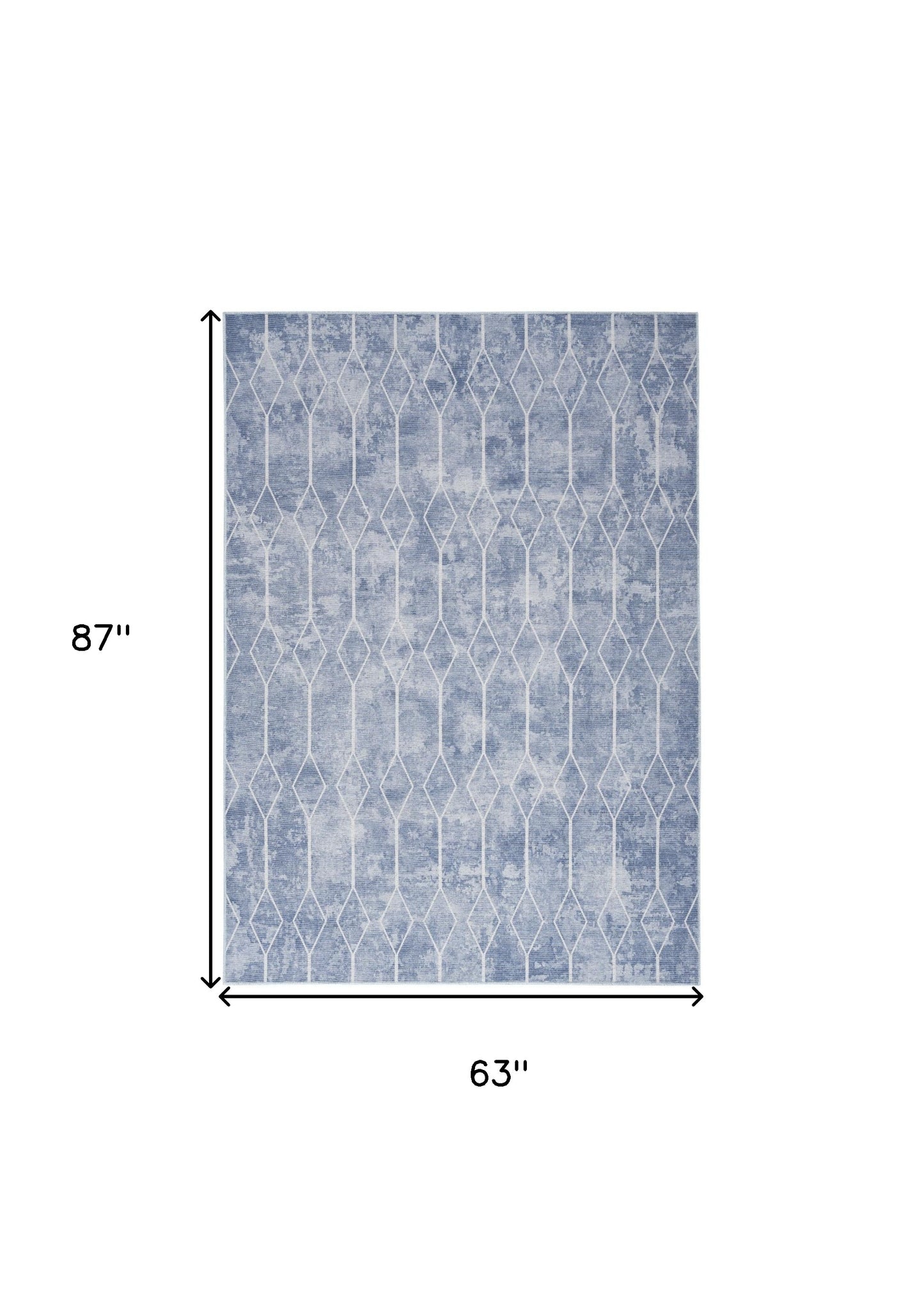 5' x 7' Blue and Off White Geometric Power Loom Washable Area Rug