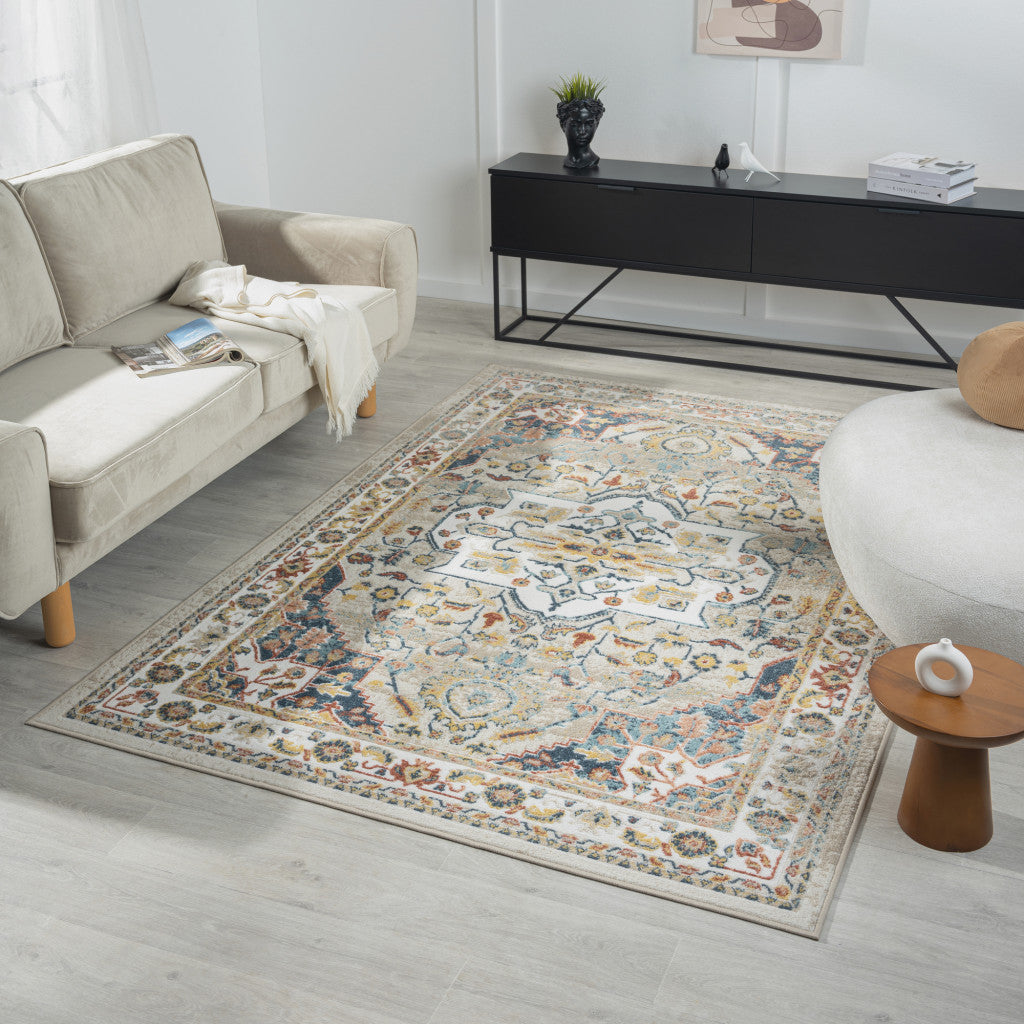 8' x 10' Ivory Abstract Area Rug