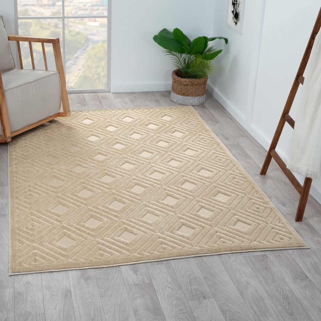 8' x 10' Beige Geometric Area Rug