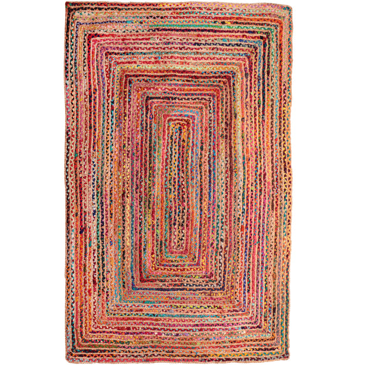5' x 7' Tan Geometric Hand Braided Area Rug