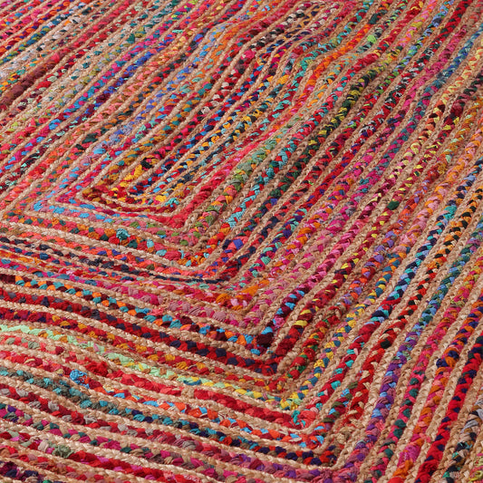 5' x 7' Tan Geometric Hand Braided Area Rug