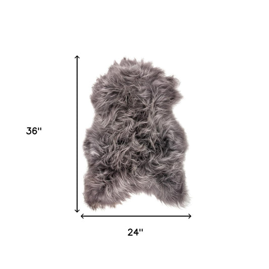 2' x 3' Gray Sheepskin Handmade Non Skid Area Rug