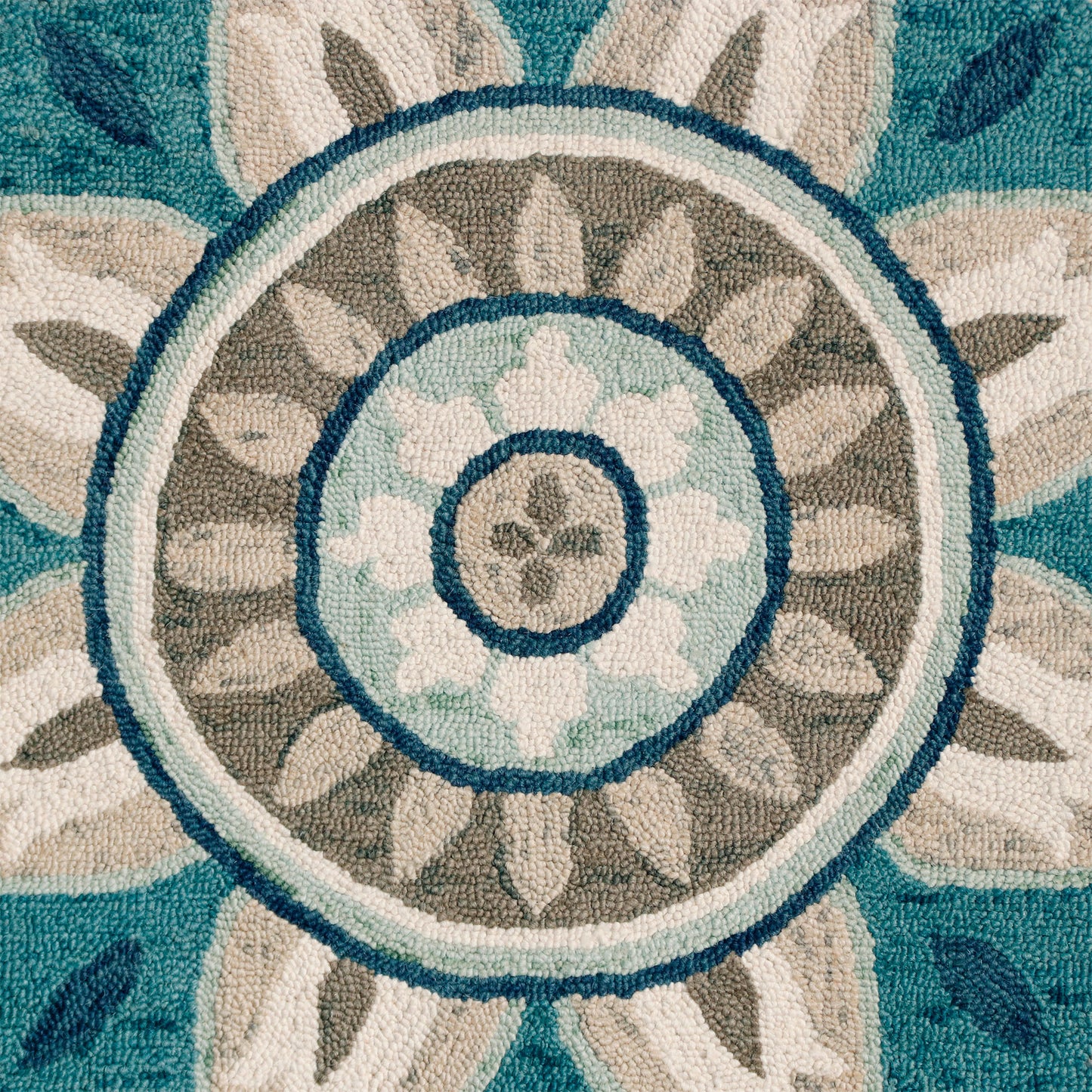 4' Blue Round Wool Floral Hand Tufted Area Rug