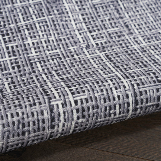6' x 9' Gray and Ivory Abstract Power Loom Washable Non Skid Area Rug