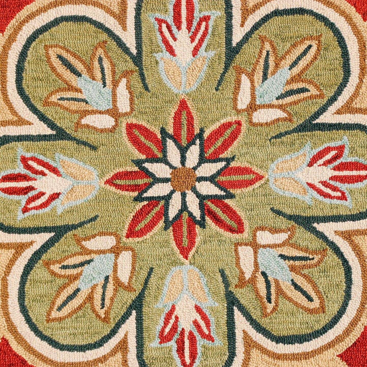 4' Orange Round Wool Floral Hand Tufted Area Rug