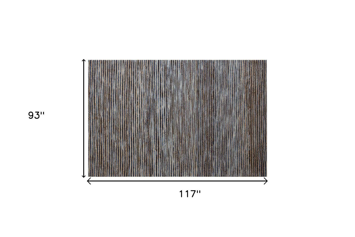 8' x 10' Blue Striped Hand Woven Area Rug