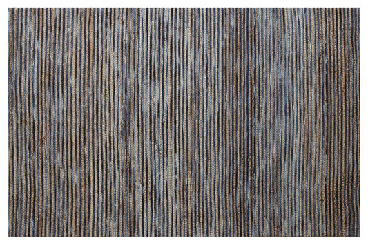 8' x 10' Blue Striped Hand Woven Area Rug