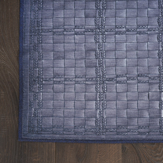 6' x 9' Blue and Gray Geometric Power Loom Washable Non Skid Area Rug