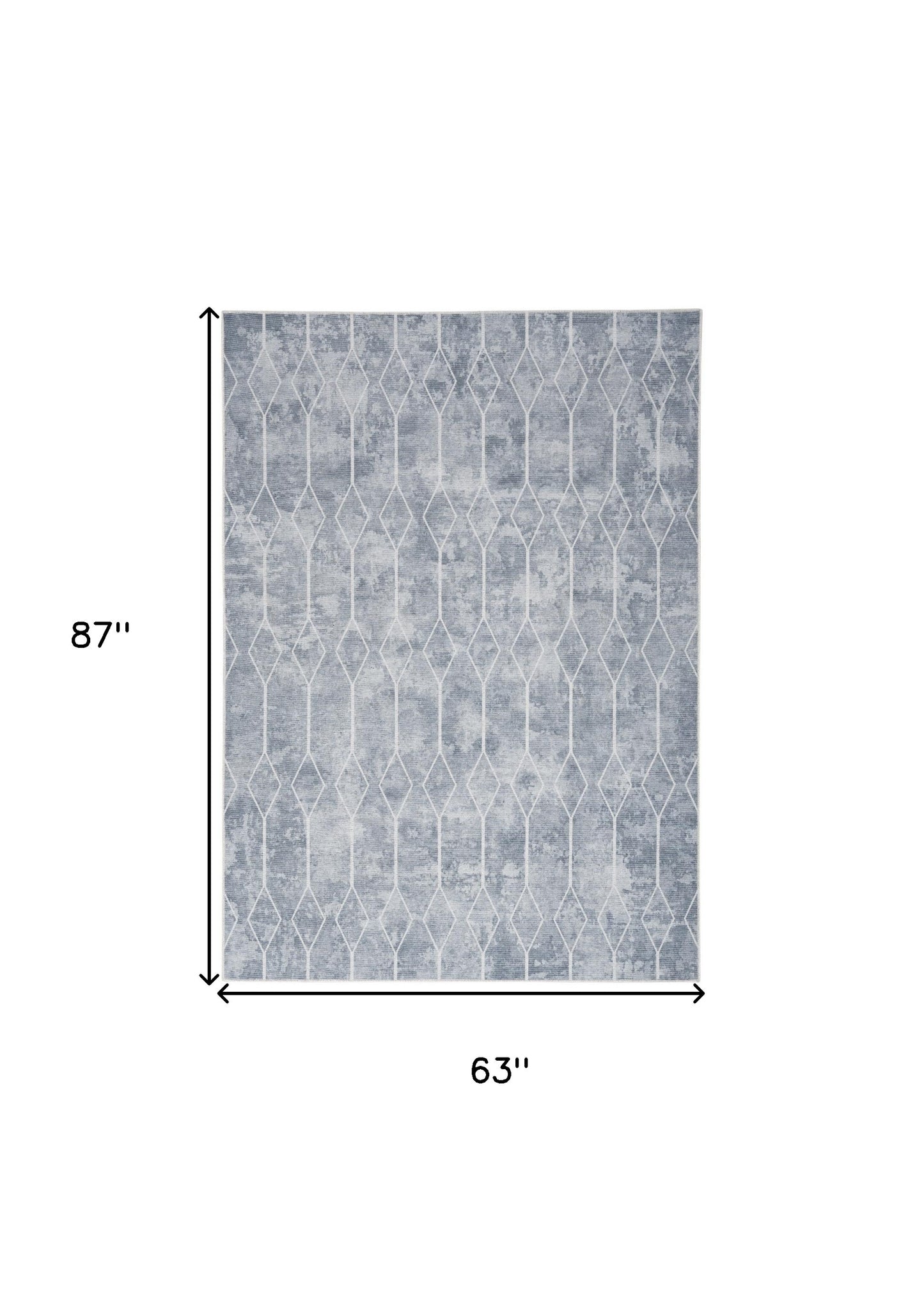 5' x 7' Blue and Gray Geometric Power Loom Washable Area Rug