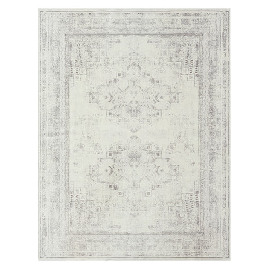 8' x 10' Gray Medallion Washable Non Skid Area Rug