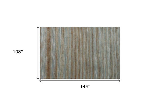 9' x 12' Blue Striped Hand Woven Area Rug