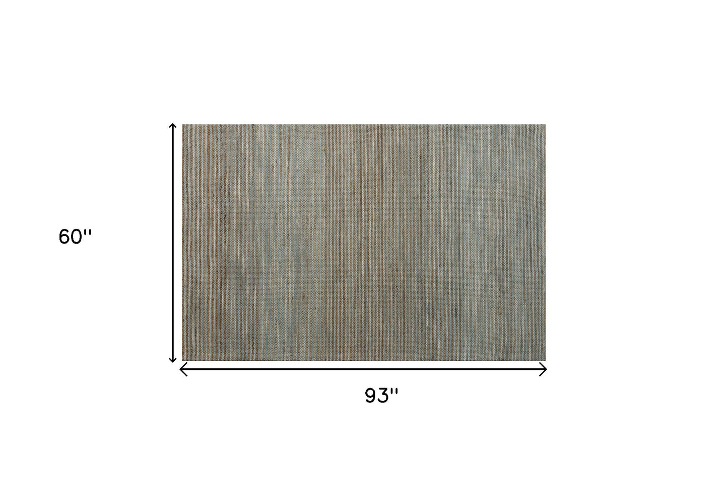 5' x 7' Blue Striped Hand Woven Area Rug