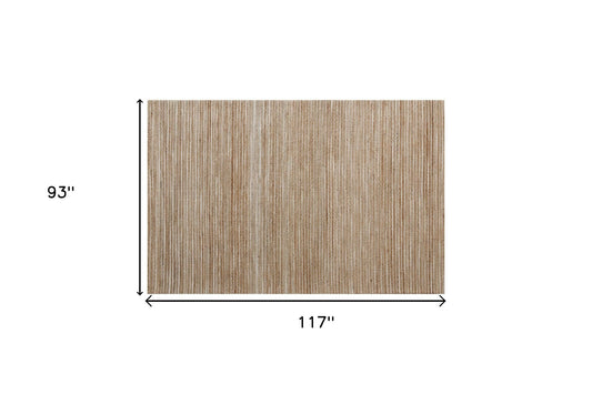 8' x 10' Beige Striped Hand Woven Area Rug