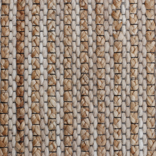 8' x 10' Beige Striped Hand Woven Area Rug