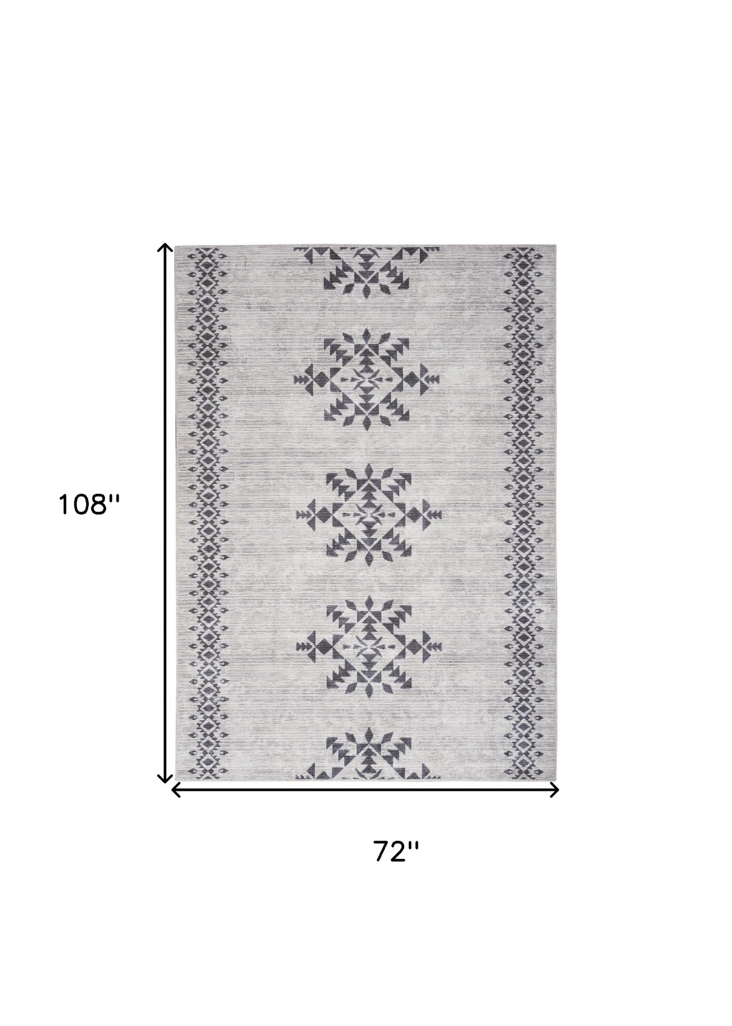 6' x 9' Gray and Ivory Geometric Power Loom Washable Area Rug