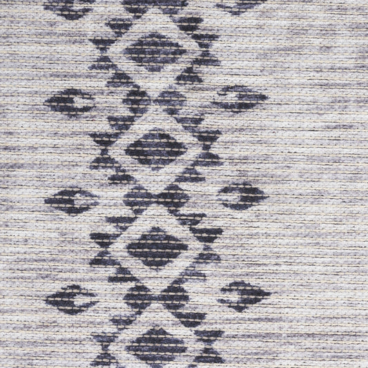 6' x 9' Gray and Ivory Geometric Power Loom Washable Area Rug