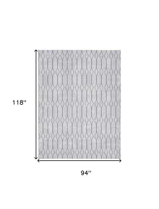 8' x 10' Ivory and Gray Geometric Power Loom Washable Area Rug