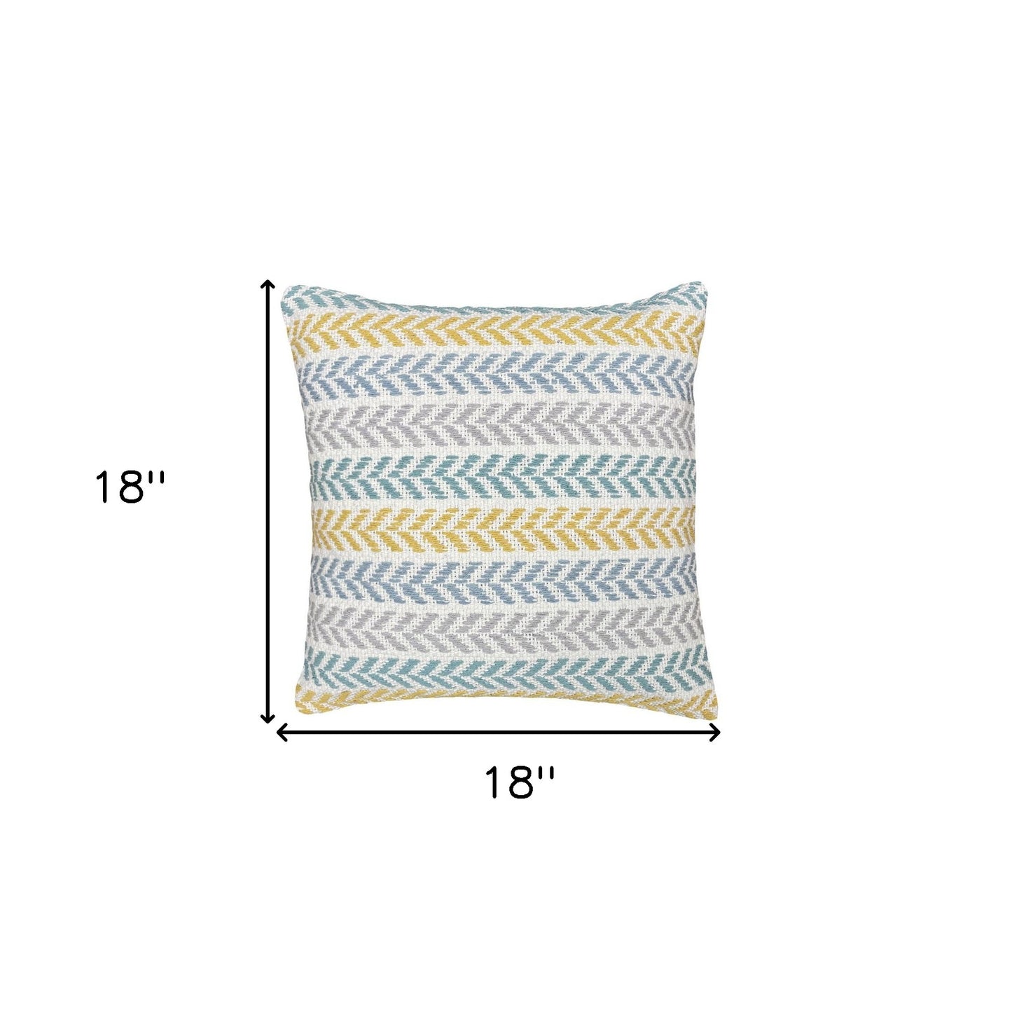 Set of Two 18" X 18" Yellow Beach Chevron Cotton Zippered Pillow