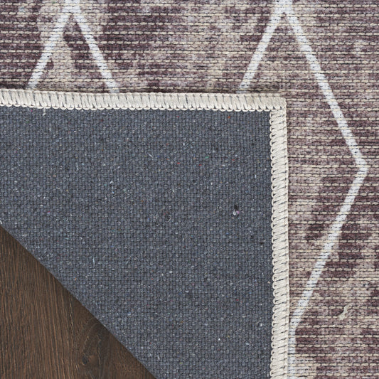 5' x 7' Brown and Ivory Geometric Power Loom Washable Area Rug