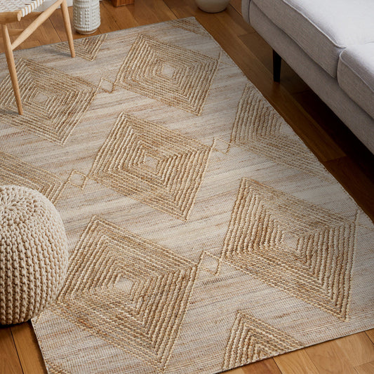 8' x 10' Brown Geometric Hand Woven Area Rug