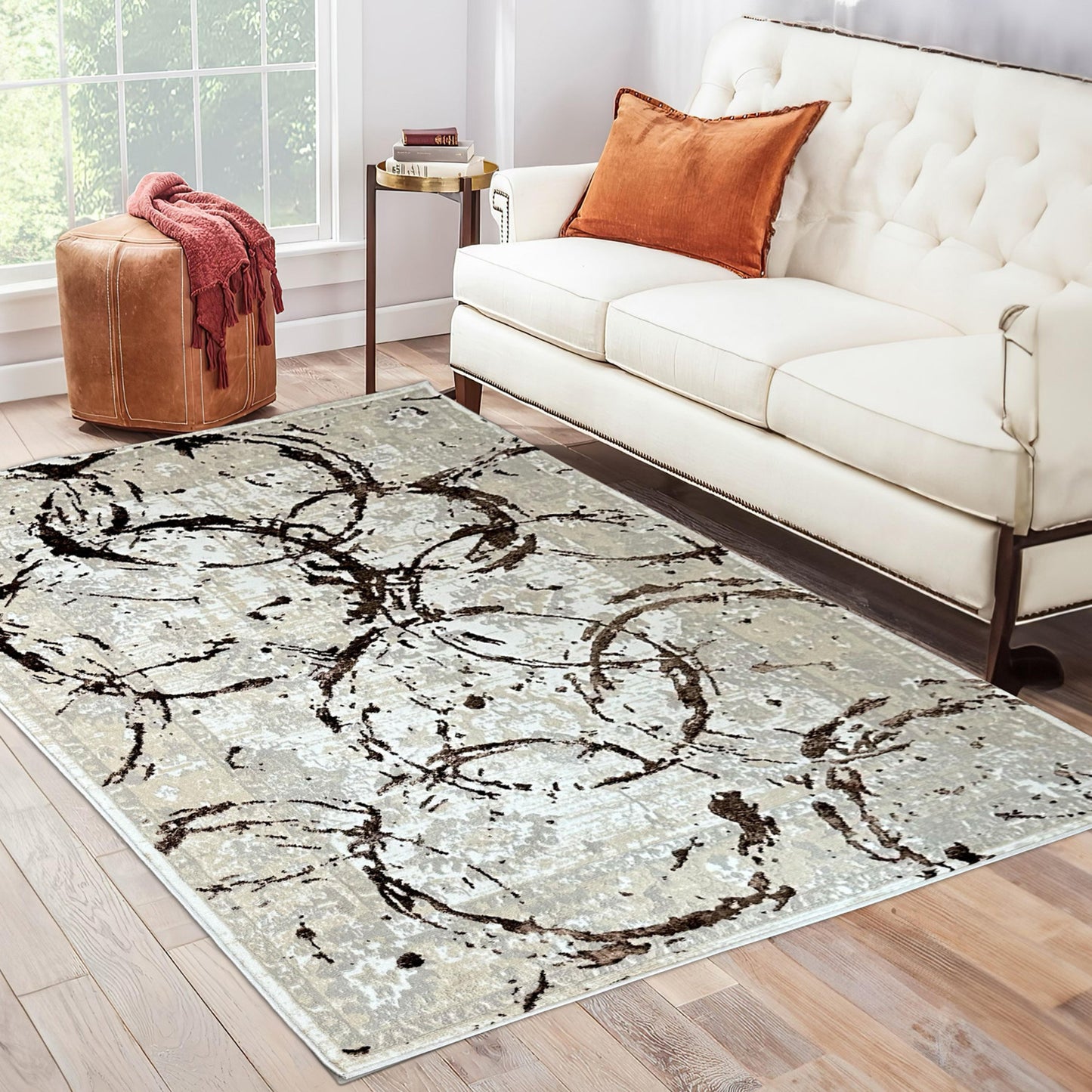 8' x 11' Bronze Abstract Area Rug