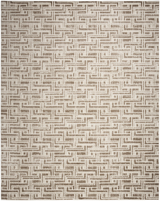 9' x 12' Brown Geometric Distressed Area Rug