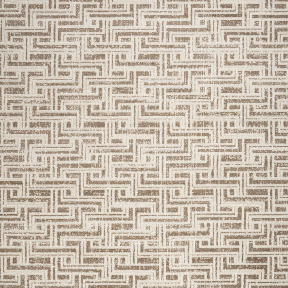 9' x 12' Brown Geometric Distressed Area Rug