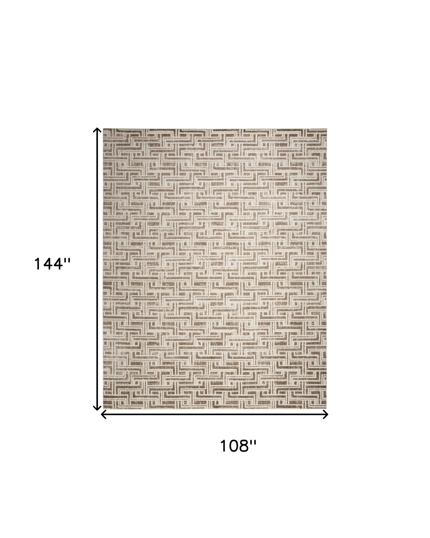 9' x 12' Brown Geometric Distressed Area Rug