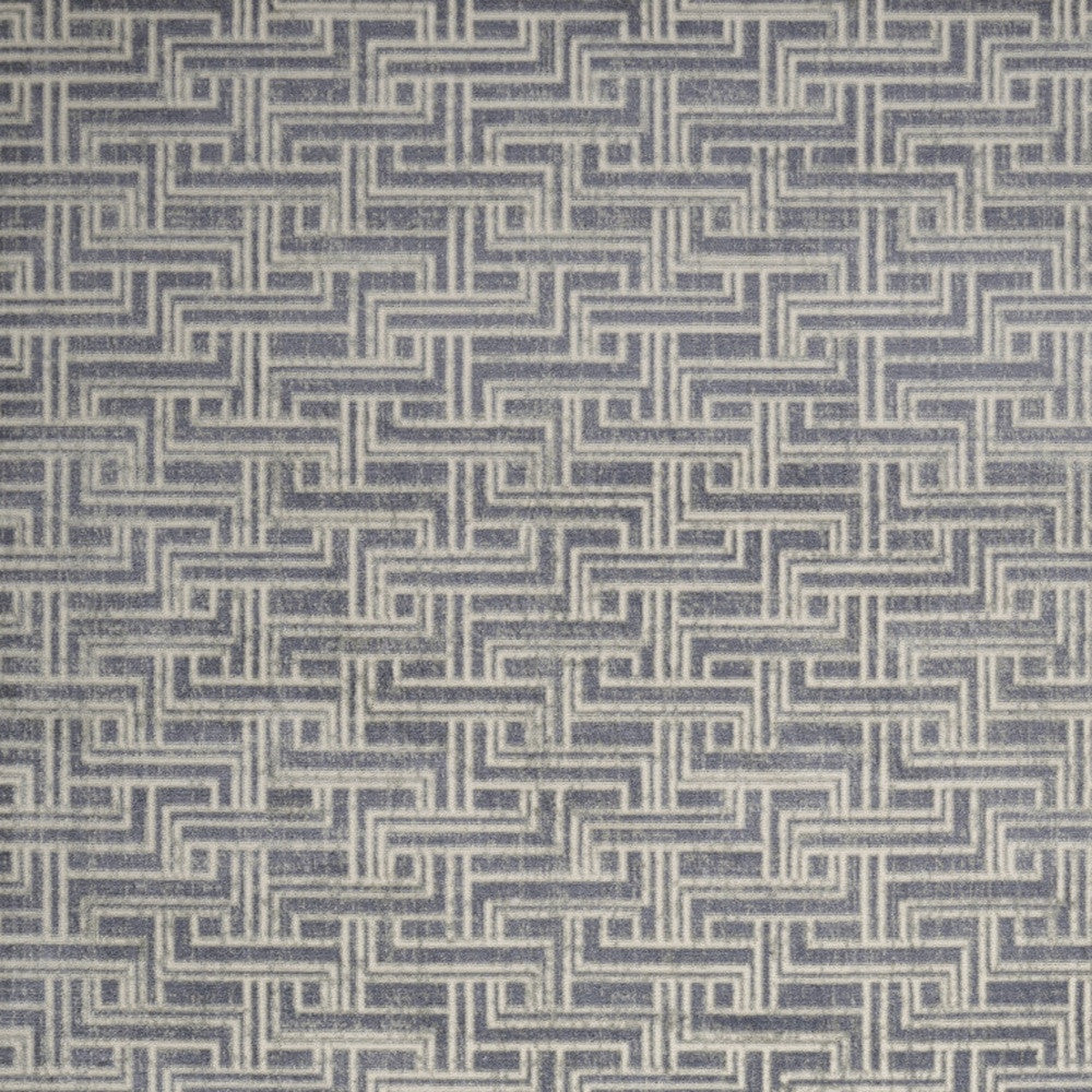 8' x 10' Blue Geometric Distressed Area Rug