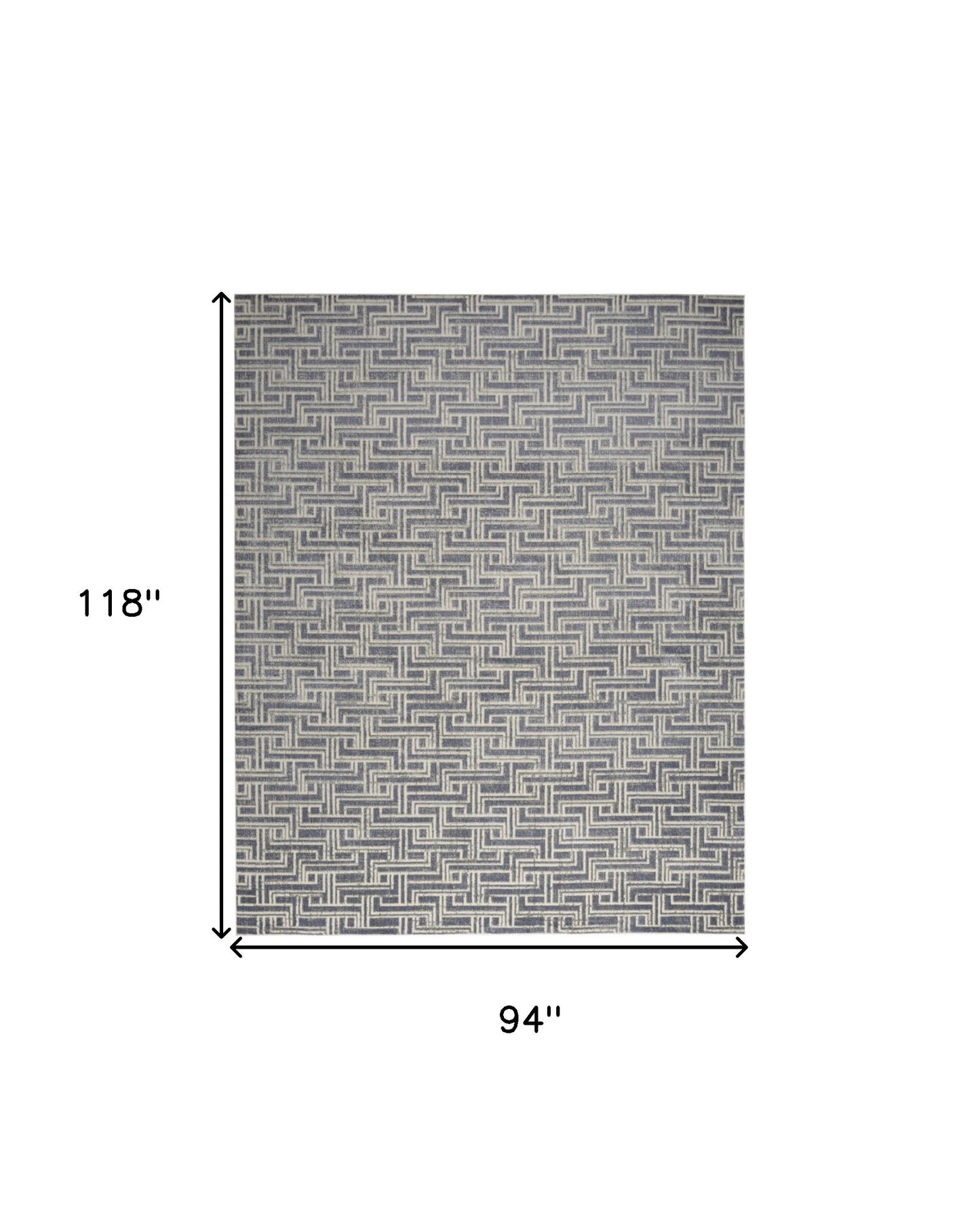 8' x 10' Blue Geometric Distressed Area Rug
