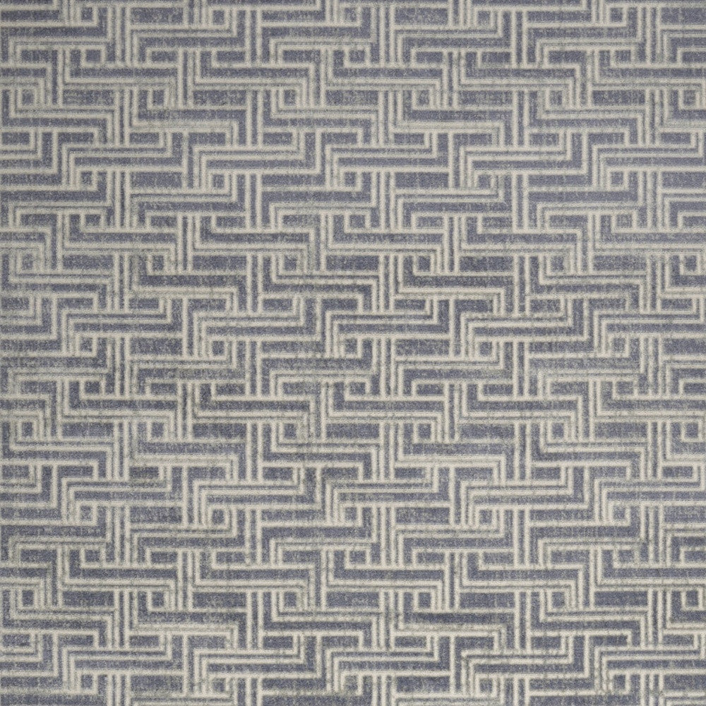 9' x 12' Blue Geometric Distressed Area Rug