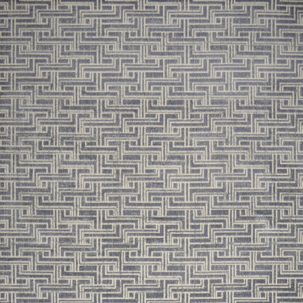 9' x 12' Blue Geometric Distressed Area Rug